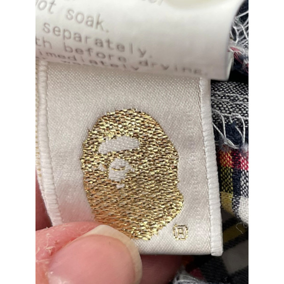 A BATHING APE PIRATE STORE PLAID BUTTON DOWN SHIRT - Picture 8 of 9